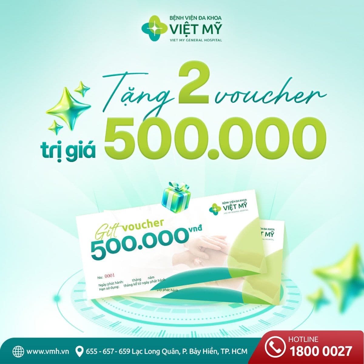 tháng 10 Tặng 02 voucher trị giá 500.000 đồng/voucher