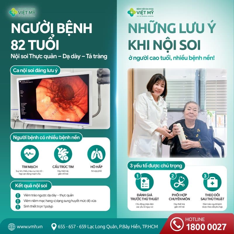 Bệnh nhân 82 tuổi nội soi tiêu hóa